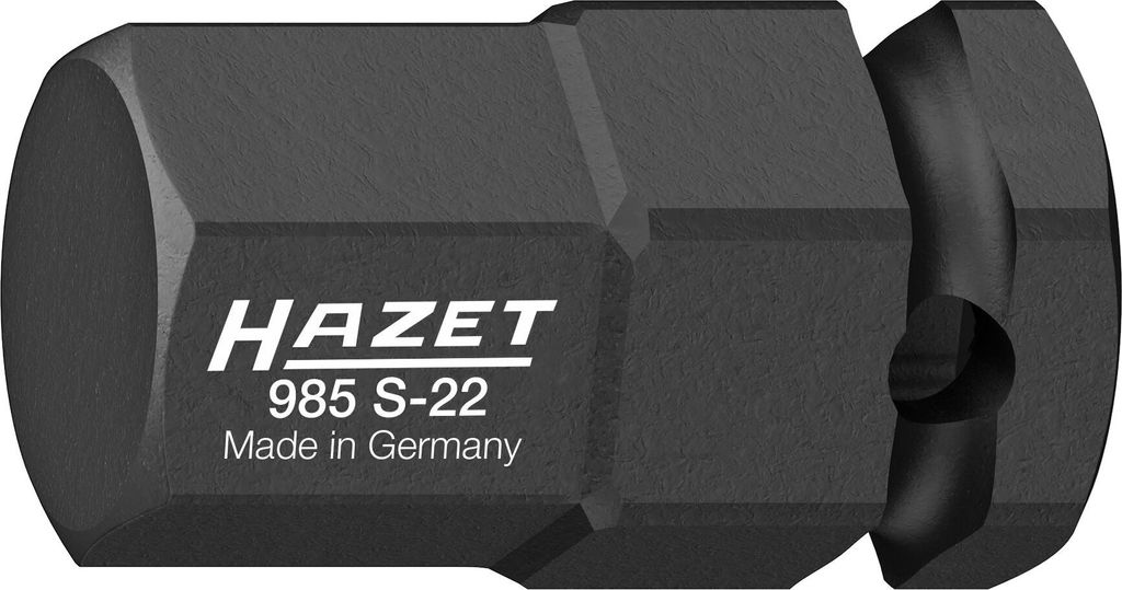 Hazet Schlag-Maschinenschrauber Schraubendreher-Steckschlüsseleinsatz 985S-22, 1/2 (12,5 mm) Vierkant hohl, 24 mm Außen-Sechskant, Innen Sechskan...