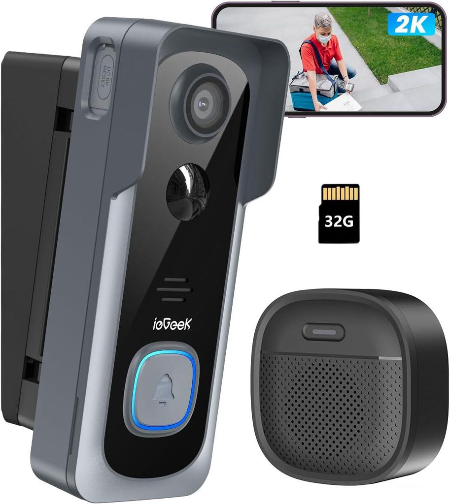 IEGEEK Video Doorbell, Akku Türklingel mit Kamera, 2K Produktbild 