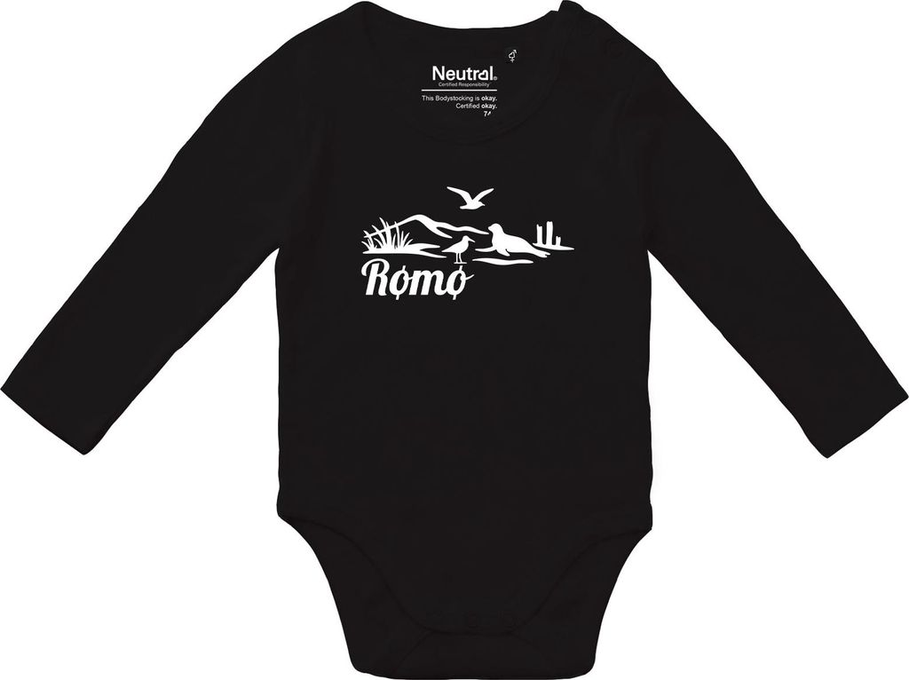 Huuraa Baby Body Rømø Dänemark 74 Black Baumwolle Fairtrade Langarmbody Geschenkidee