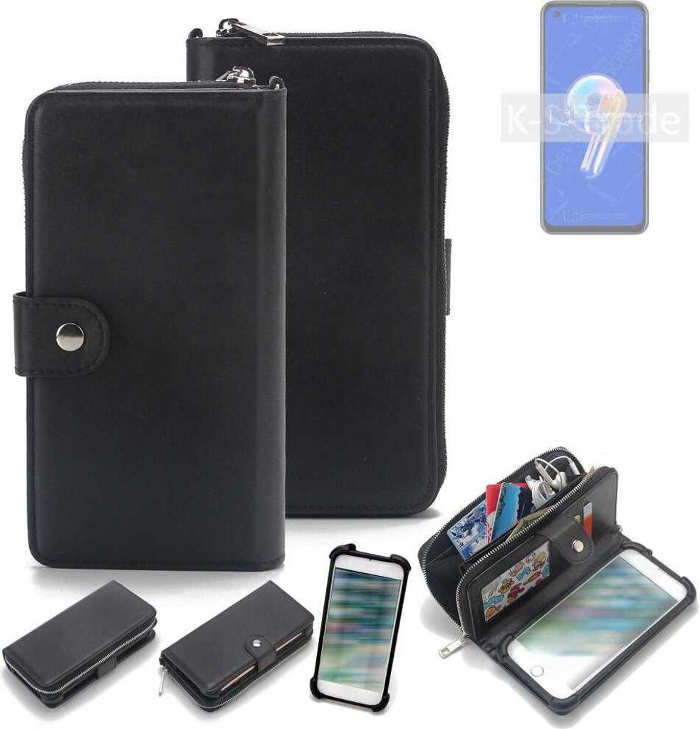 K-S-Trade 2in1 Handyhülle Schutzhülle kompatibel mit Asus Zenfone 9 & Portemonnee Cover Handy Hülle Case Etui Geldbörse Wallet Bookstyle Hülle
