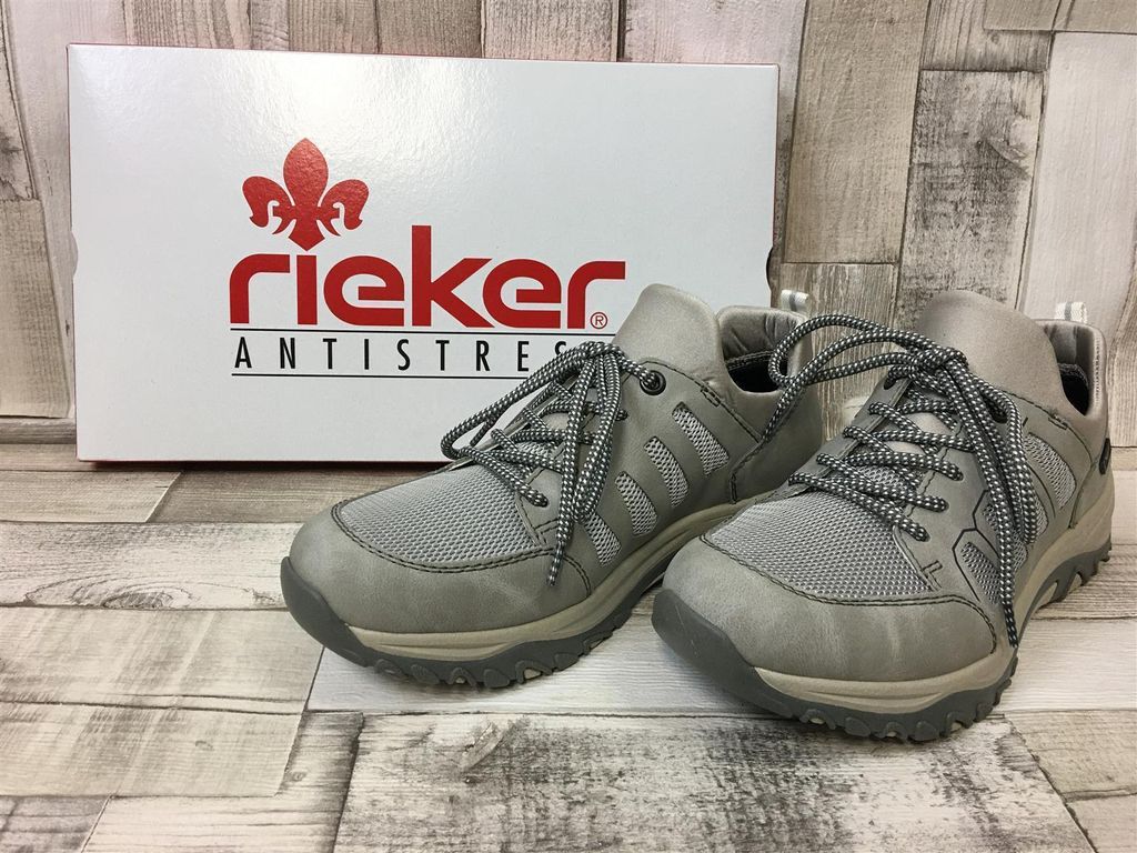 Rieker Tex Damenslipper mit Zierschnürung lose Softeinlage hellgrau 41