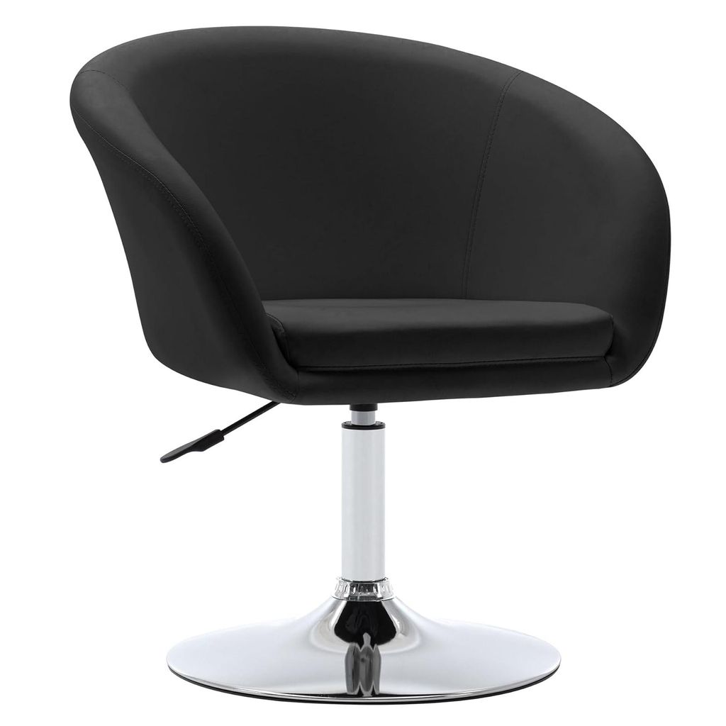 Duhome Clubsessel Cocktailsessel aus Kunstleder Loungesessel Höhenverstellbar Drehhocker mit Armlehne und Rücklehne, Schwarz