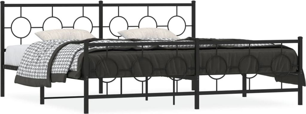 CLORIS Bettgestell mit Kopf- und Fußteil Metall Schwarz 193x203 cm 2024