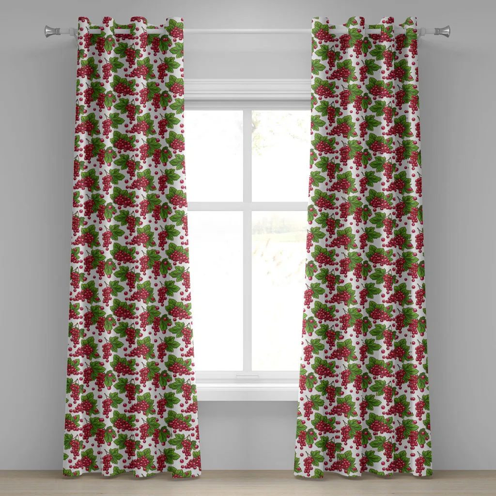 ABAKUHAUS Rideau à Oeillets 280x175 cm Motif Groseilles Rubin et Vert