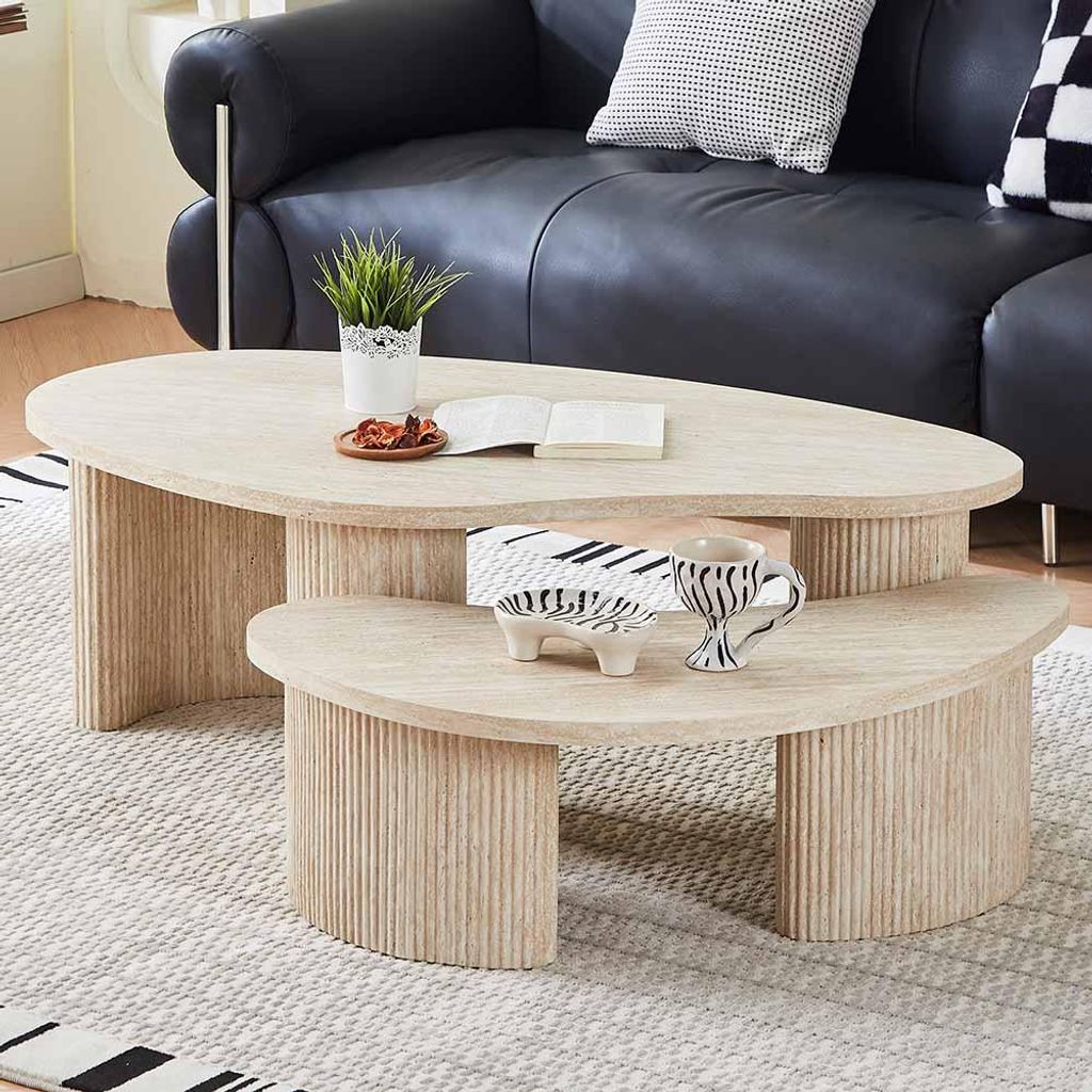Milton & Oldbrook Couchtisch Set Versailles Travertinlook Produktbild 