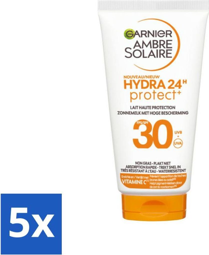 Garnier - Ambre Solaire - Sonnenschutzmittel - Hydra 24H Protect - LSF 30 - Reisegröße - 50 ml - Vorteilspack - 5 Stücke