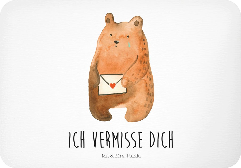 Mr. & Mrs. Panda magnet Bär Vermissen - Weiß - Geschenk, Liebeskummer, Freund, Unglücklich Verliebt, haftmagnet, Kühlschrankmagnet, holzmagnet,...