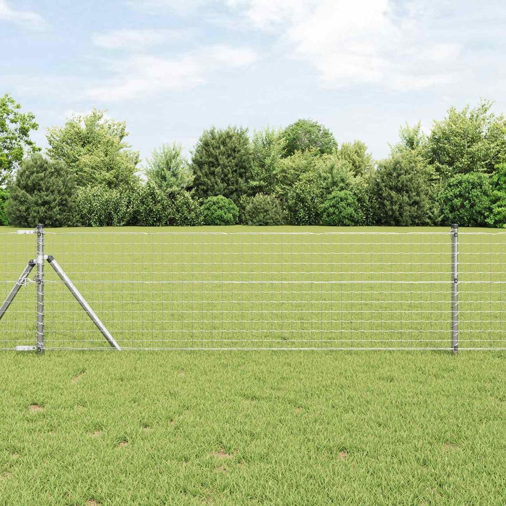 Zaunpfosten 2 pcs Silber 80 cm Pulverbeschichteter Stahl