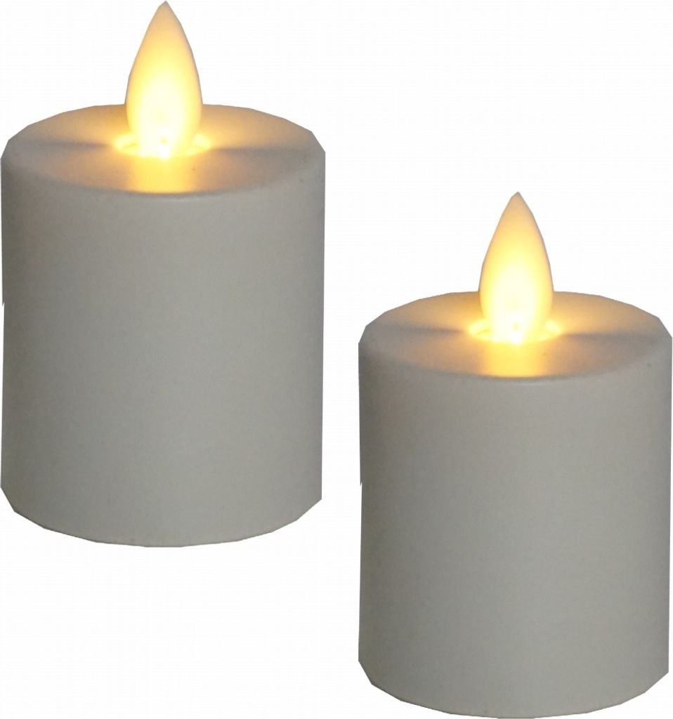 B.O.T. 2 Kerzen weiß bewegliche Flamm Produktbild 