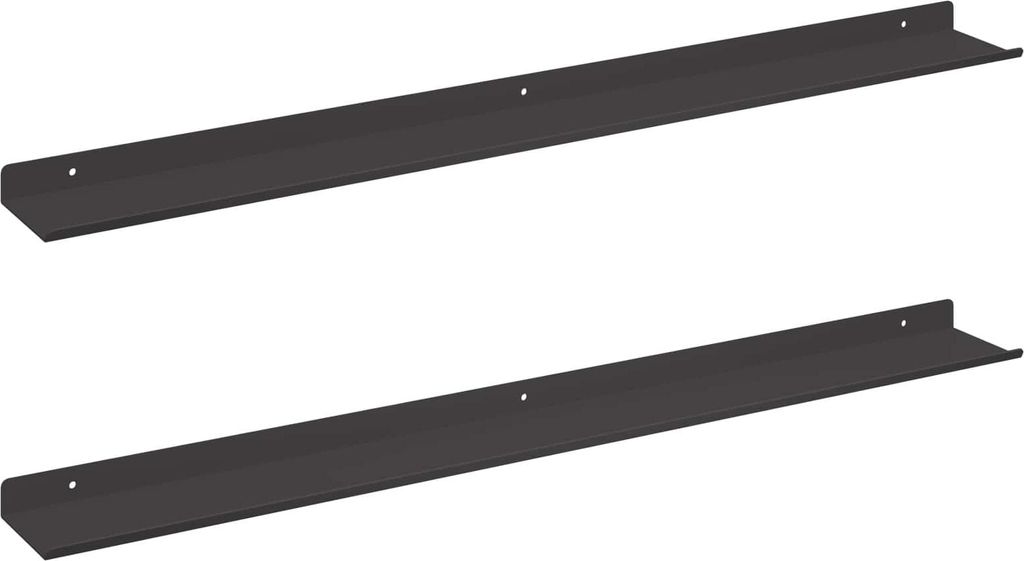 Schwebendes Regal 2 pcs Schwarz 80 x 9 x 2,5 cm Stahl