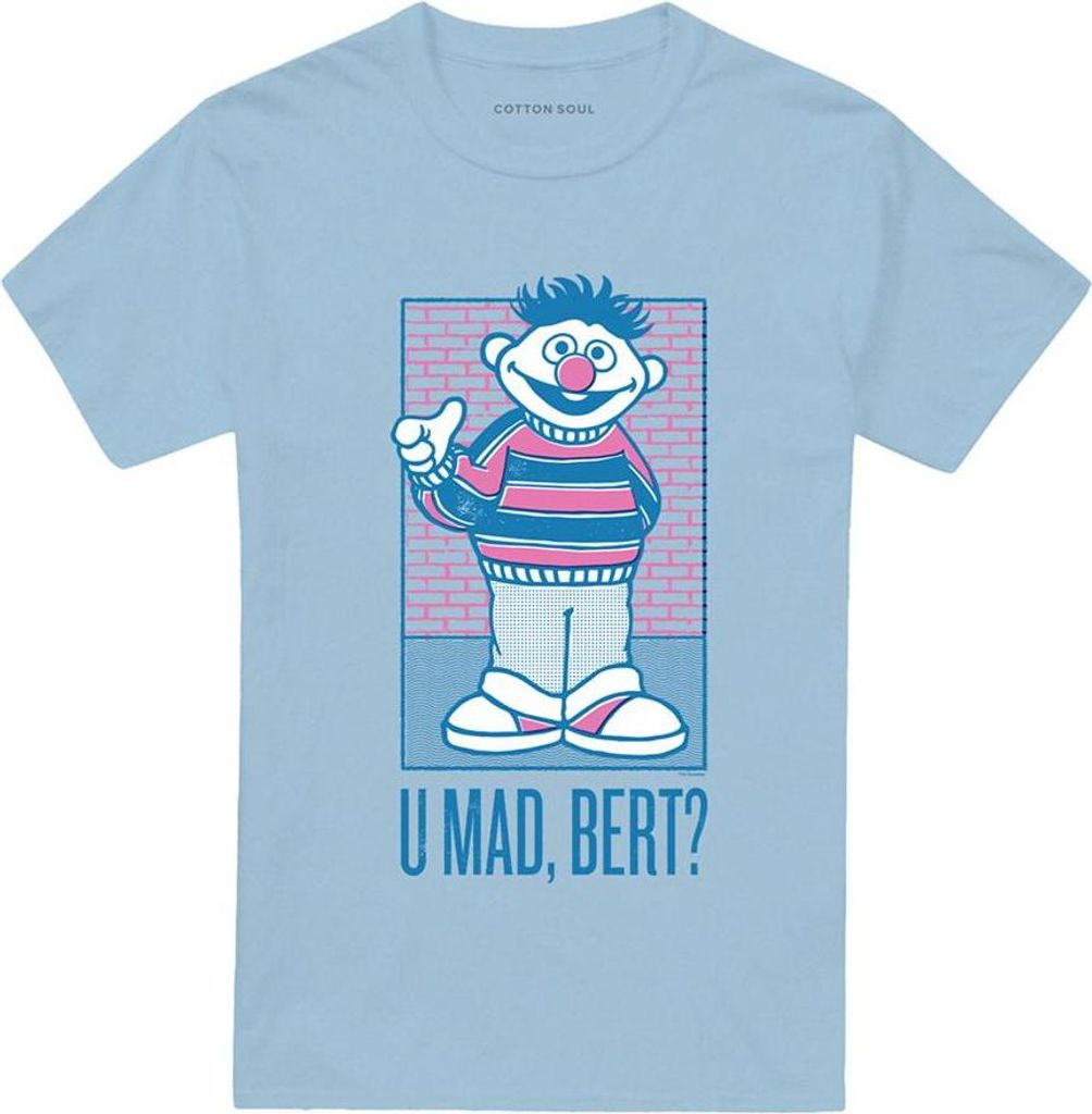 Sesame Street - "U Mad Bert?" T-Shirt für Herren/Damen Uni TV20732 (S) (Hellblau)