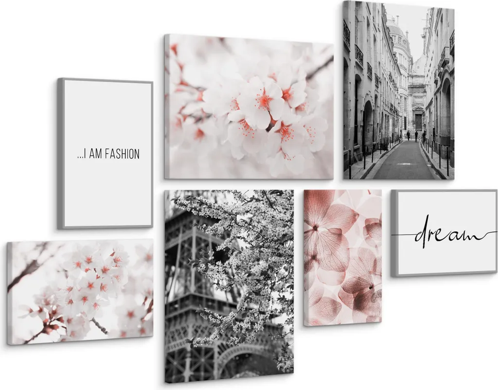 Set 7 Quadri Tela BLUMEN Architettura 3D Citazioni 20x30 30x40