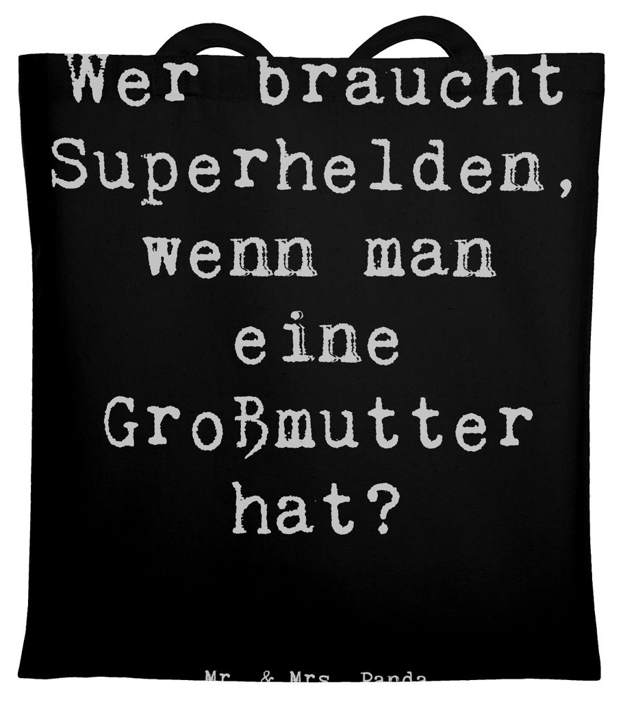 Mr. & Mrs. Panda totebag Spruch Großmutter Liebe - Schwarz - Geschenk, Fürsorge, für, Enkel, Schultasche, Jutebeutel, Shopping Tasche, Familie, ...