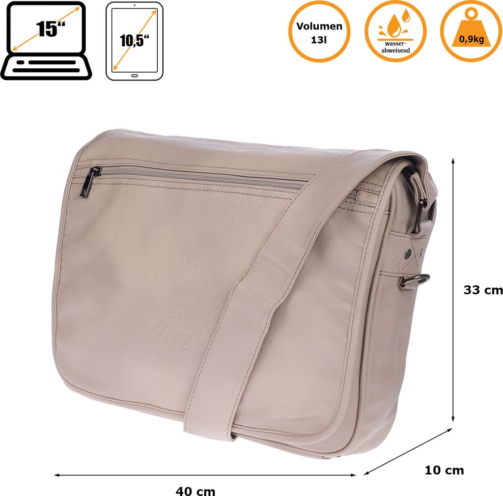 Laptop Umhängetasche Business Messenger Bag Notebook Tasche Schwarz Herren UNI