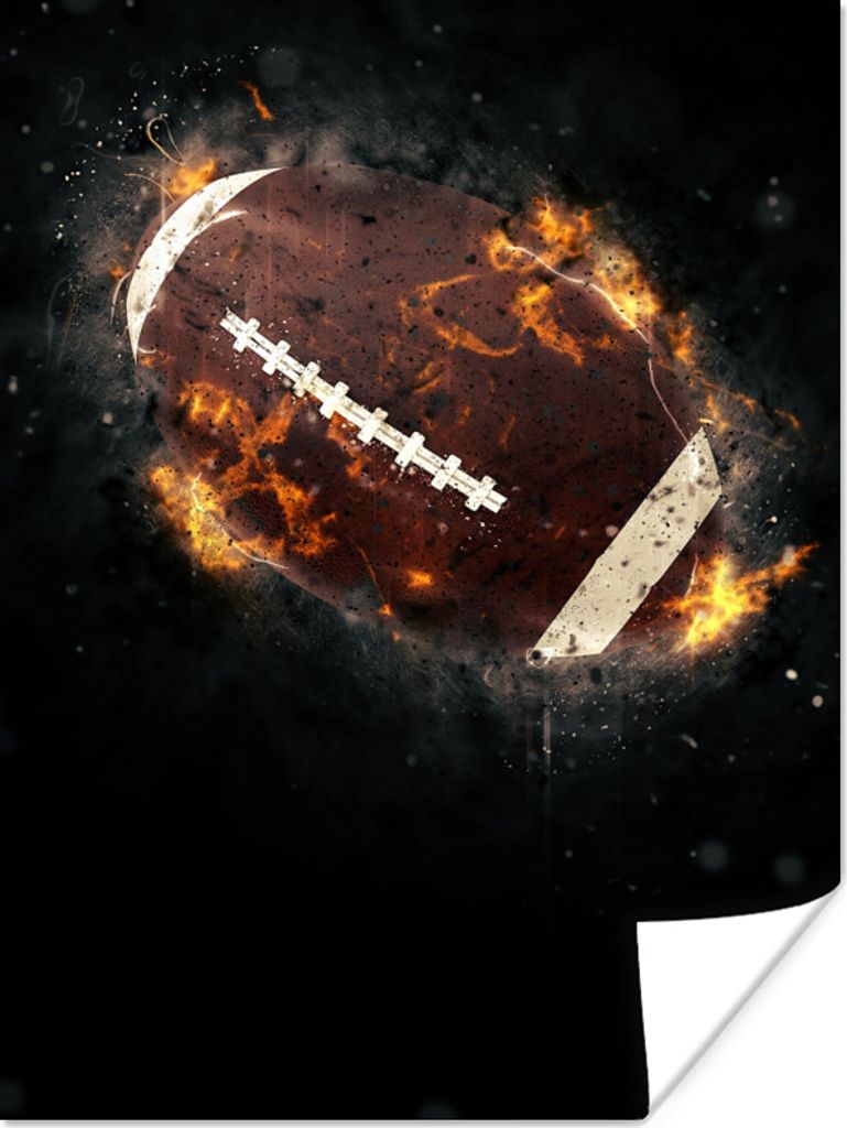 MuchoWow Poster Rugby - Ball - Orange 120x160 cm - Wandbilder