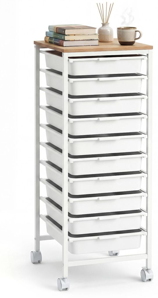 Carrello portaoggetti COSTWAY con 10 cassetti impilabili e Immagine del prodotto 