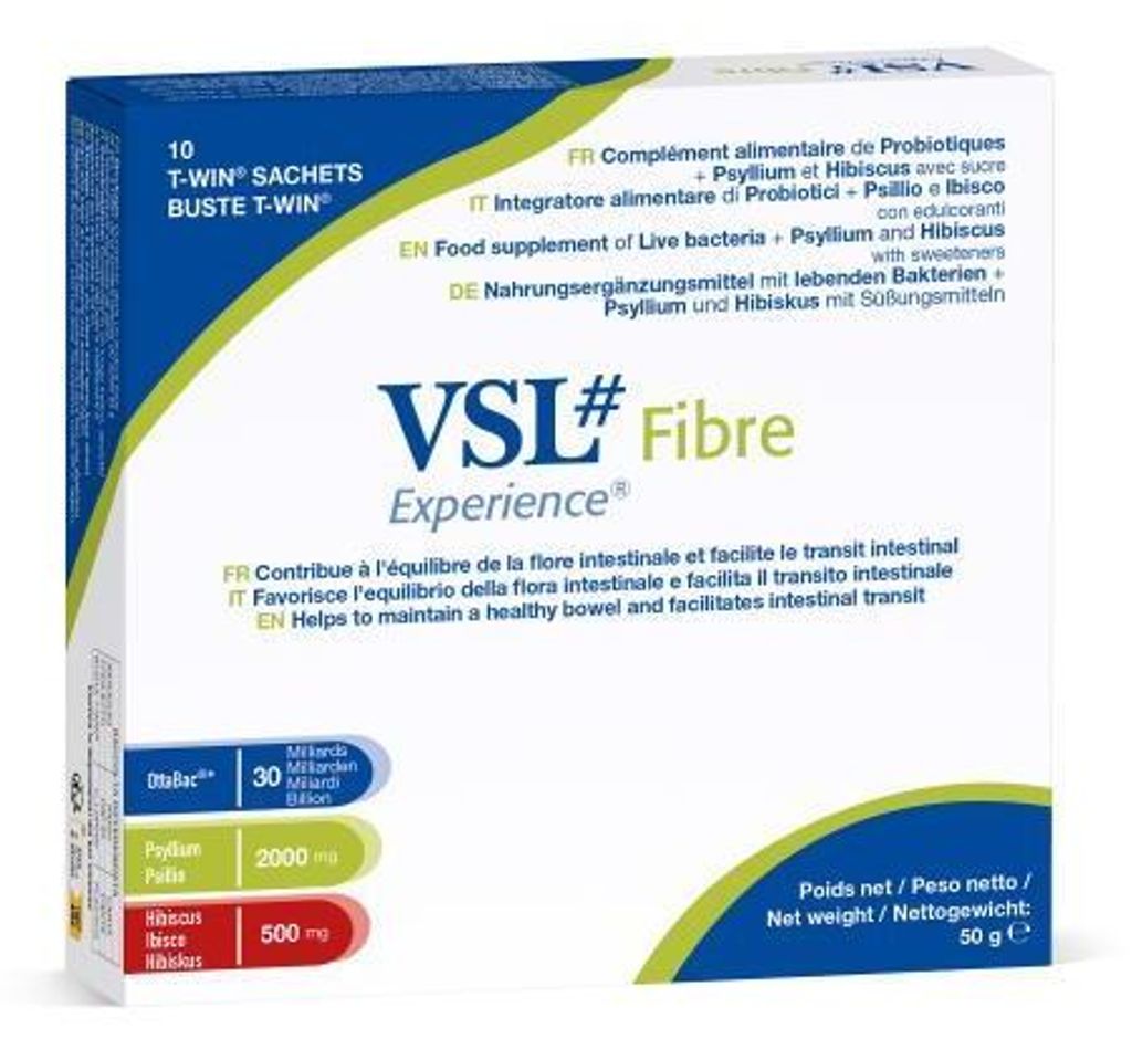 Vsl Fibre hochdos.Bakterien m.Psyllium+Hibiskus 10 St