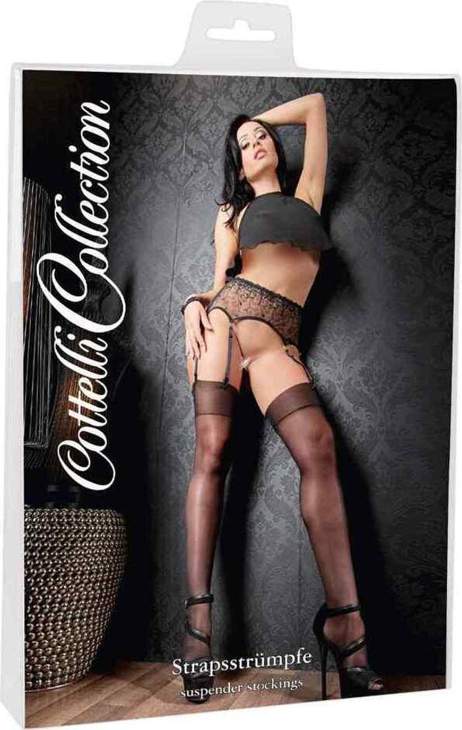 Cottelli Collection - Strapsstrümpfe schwarz, Größe:3