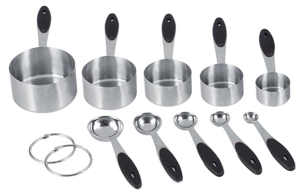 Ejoyous 10 Stück Edelstahl Messbecher und Löffel mit Silikongriff Küche M