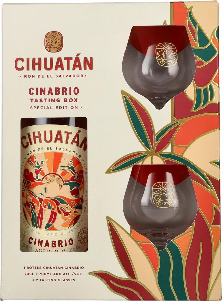 Cihuatán 12 Years CINABRIO Rum El Salvador 40% Vol. 0,7l in Geschenkbox mit 2 Gläsern
