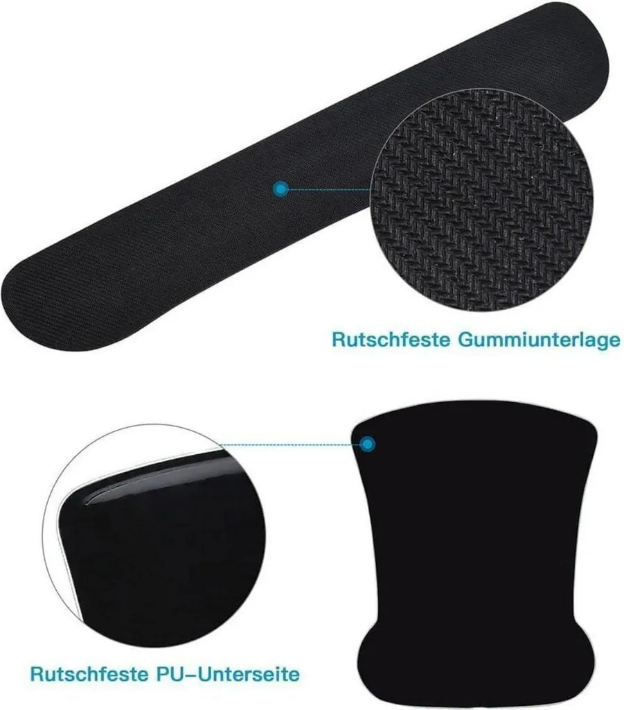 Support de poignet pour clavier et souris bleu - Accessoire de bureau - 6