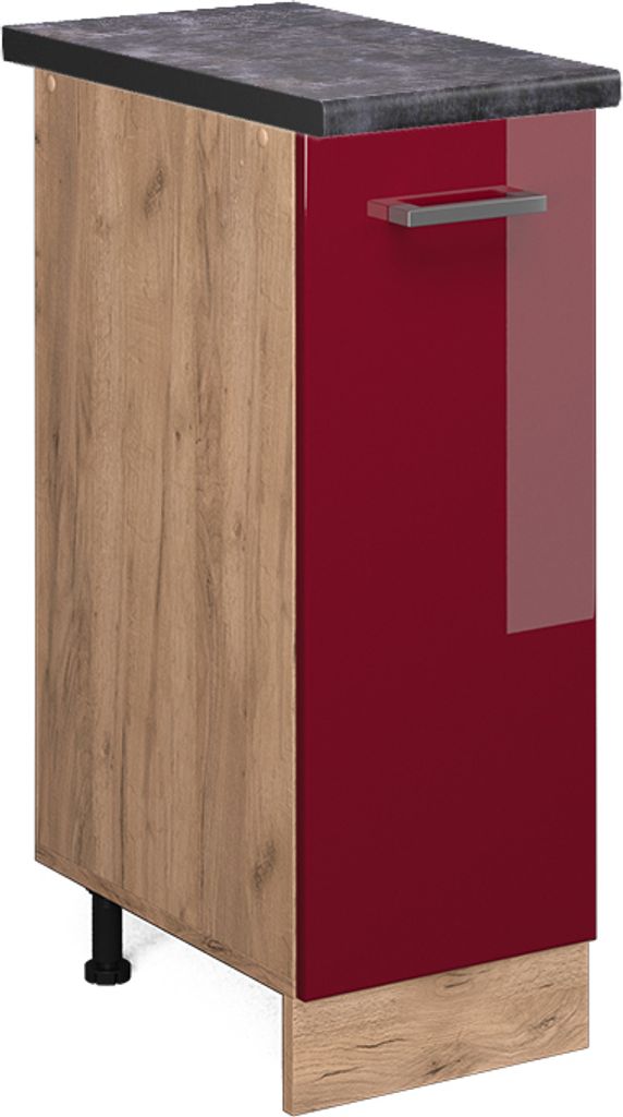 Apothekerschrank Vicco R-Line Rot Hochglanz 30 cm , AP Anthrazit, Model 45382