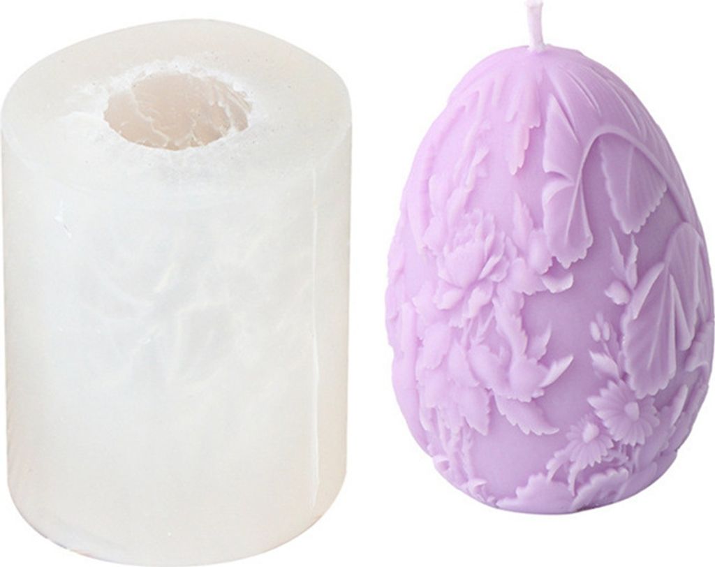 3D Ostereierform Kerzengießformen Silikon Geprägte Kerze Seifenform Fondant Pralinen Kuchen Backform, 8