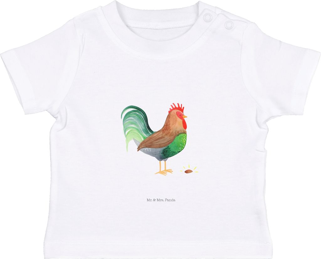 Mr. & Mrs. Panda T-Shirt Hahn Korn 12. - 18. Monat - Weiß - Geschenk, Natur, Bauernhof, Baby Oberteil, Kinder, Baumwolle Shirt, Babyshirt, Eier, H...