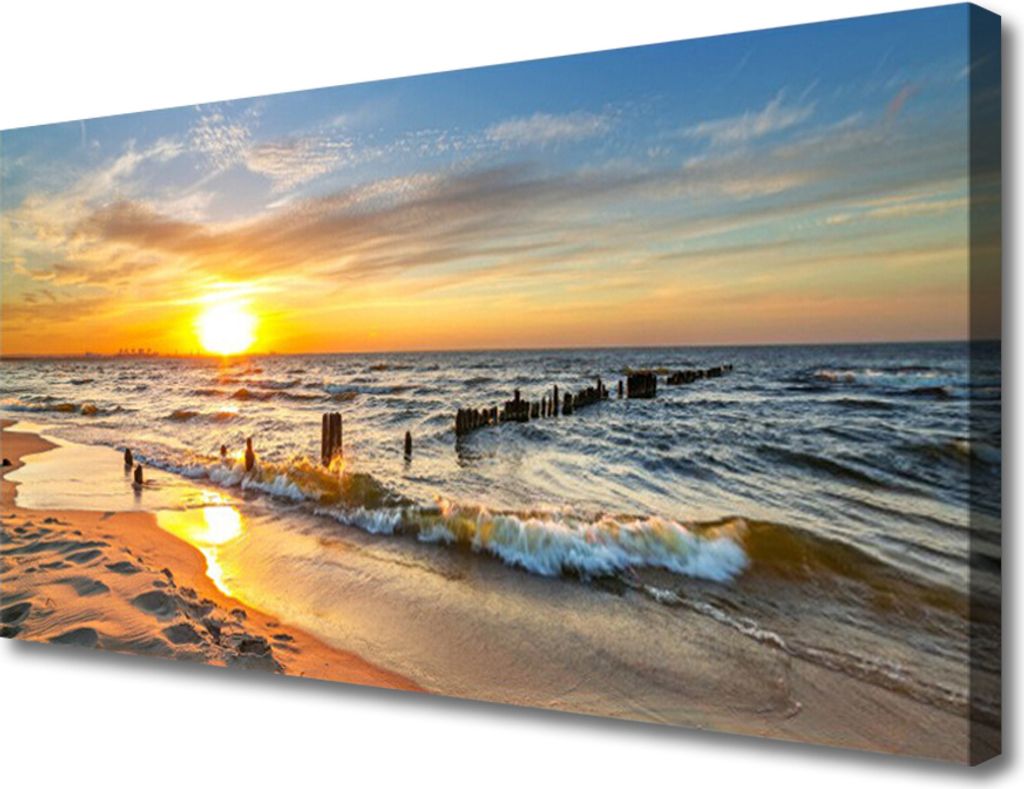 Tulup Leinwand-Bilder 100x50 Wandbild Canvas Kunstdruck Sonne Meer Strand Landschaft