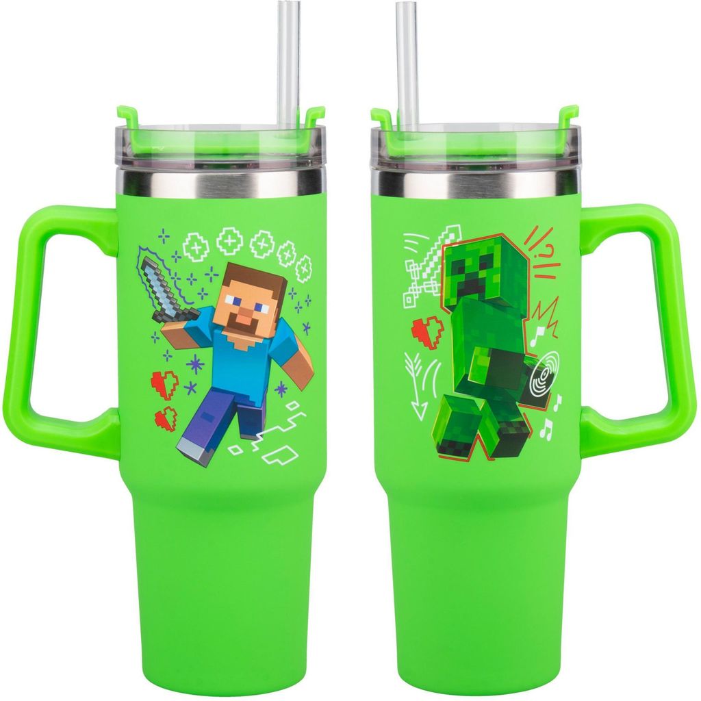 Kubek podróżny Minecraft z słomką, zielony, 0,9l, Image du produit 