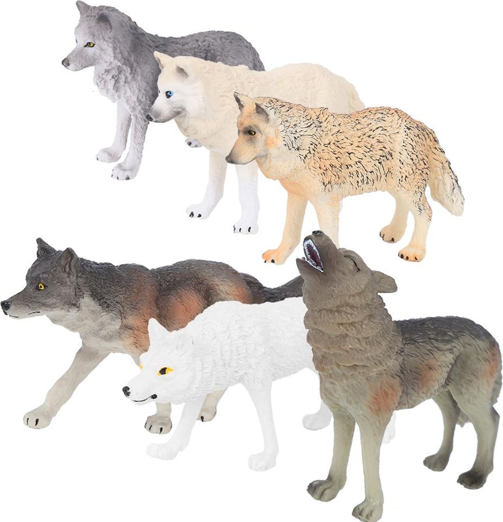 Simulation Wildlife Wolf Model Ornamente Desktop -Dekoration Ornament Kinder Toy6pcs
