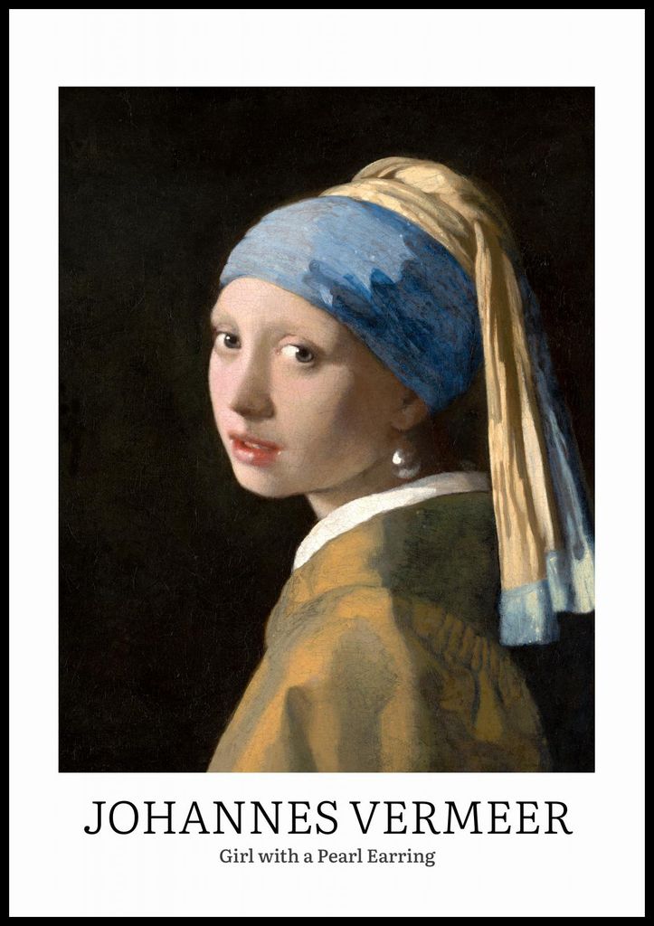 Poster 70x100cm Design Mädchen mit einer Perle, Vermeer Vintage für das Wohnzimmer