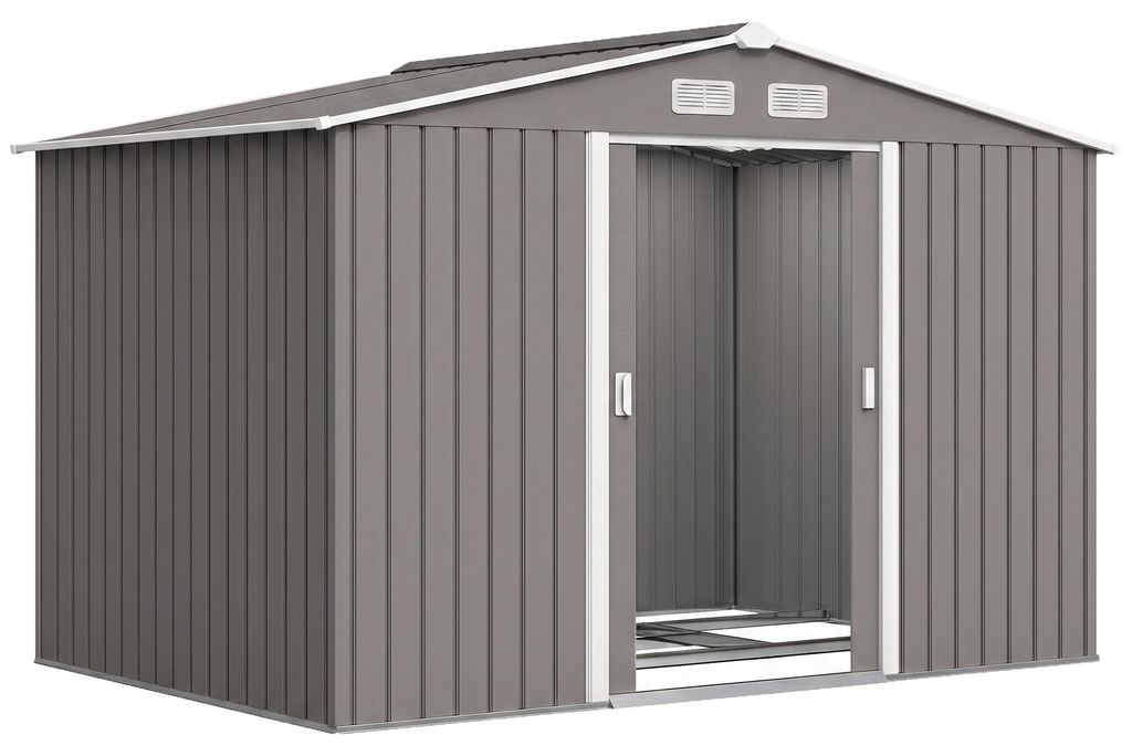 Outsunny Gerätehaus Geräteschuppen Gartenhaus Grau 277 x Produktbild 