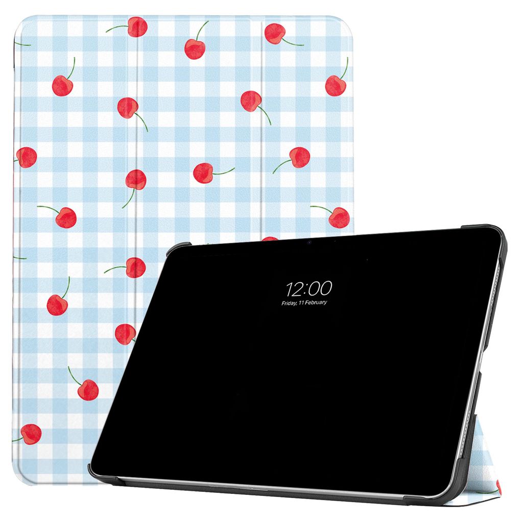 imoshion Design Dreifachklapp-Hülle für das Apple iPad Air 11 Zoll (2026) M4 / (2025) M3 / (2024) M2 / Air 5 (2022) / Air 4 (2020) – Cherry Check