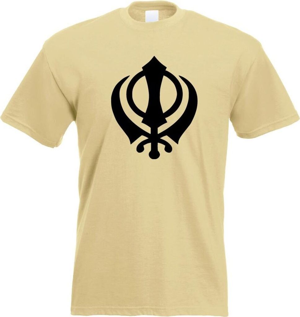 Kiwistar - T-Shirt - Khaki - Khanda Sikhismus Motiv Bedruckt Funshirt Design Print - mit Motiv Bedruckt - Funshirt Design - Sport - Freizeit - Herr...