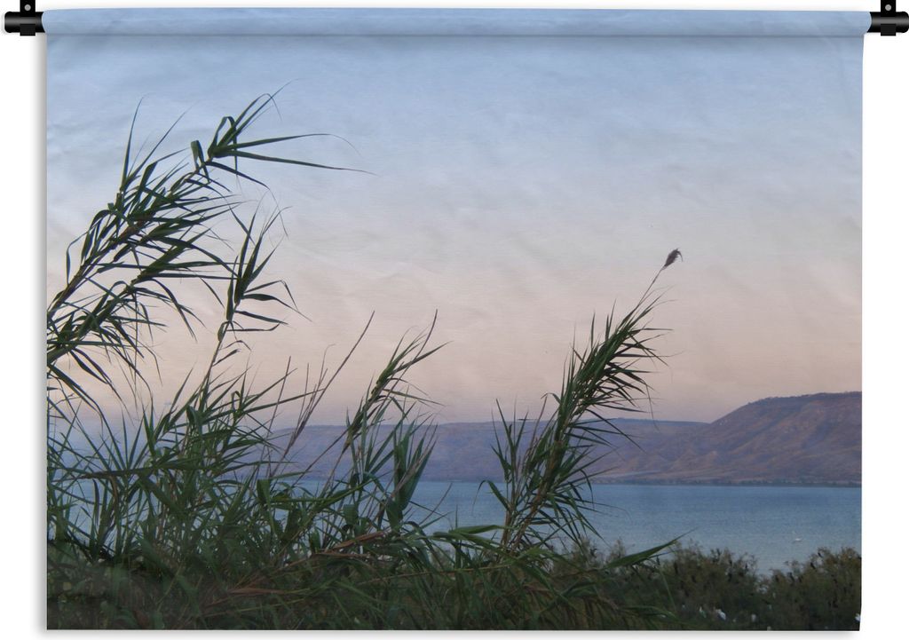 MuchoWow Wandteppich Wandbehang Gras - Wasser - Berg 90x67.5 cm Tapisserie Dekoration Wandtuch - Fototeppich - Wand-Skulpturen