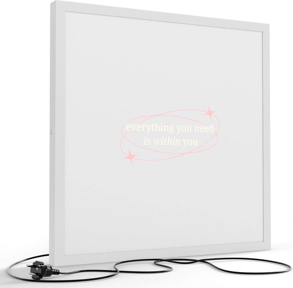 DEQORI LED-Bild & Lampe 60x60 cm Weiß 'Innerer Kompass' Leuchtbild LED Wandbild Leuchte
