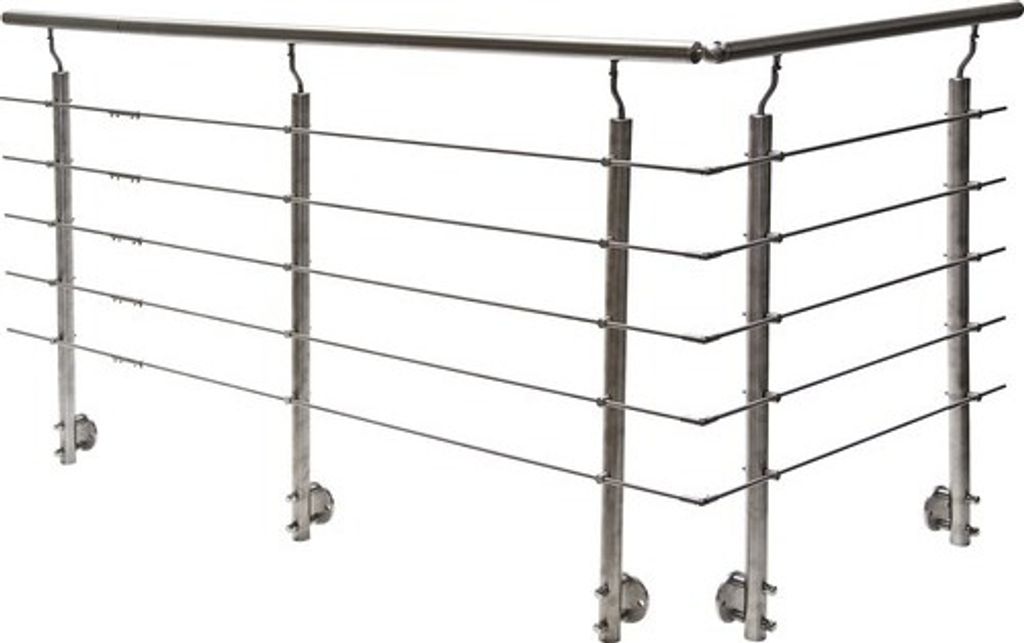 Pertura Geländer-Komplettset Hestia L-Form Edelstahl mit Rundstäbenfür Seitenmontage B: 7 m