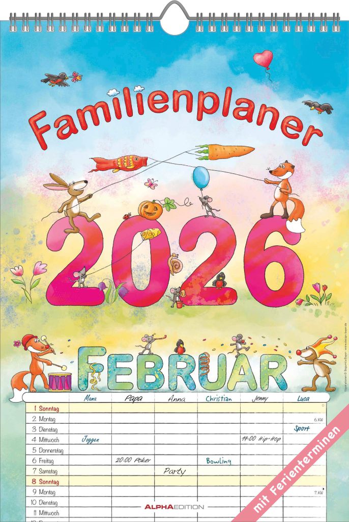 Familienplaner Cartoon 2026- Bildkalender 23,7x34 cm - 6 Produktbild 