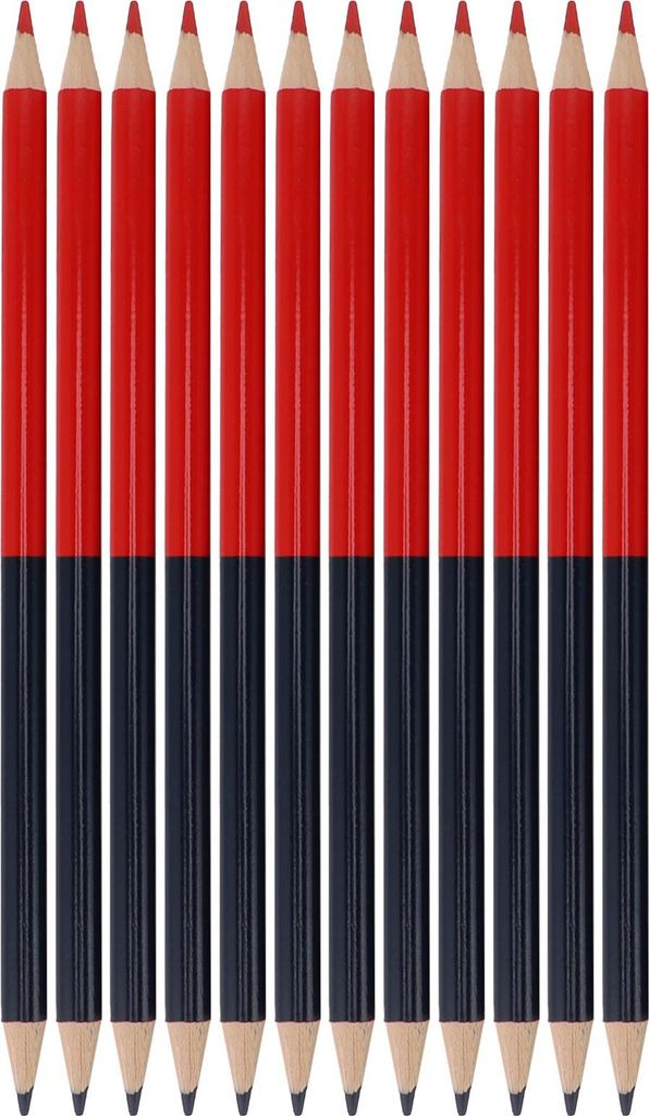 12-teiliges Bleistift-Set, doppelseitig, radierbar, vorgespitzt, zum Zeichnen, Schreiben, Korrigieren von Hausaufgaben, Rot und Blau