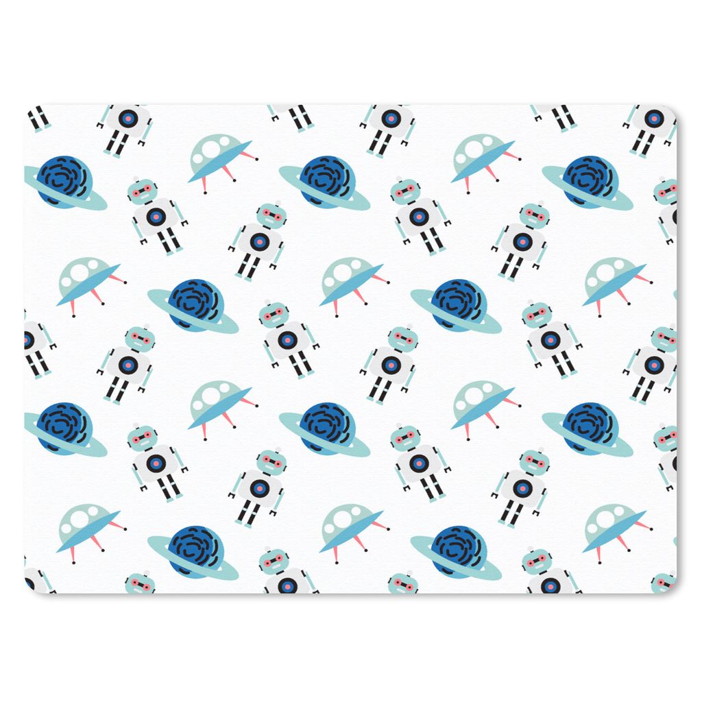 MuchoWow Mauspad Mousepad Weltraum - Roboter - Planeten - Muster 40x30 cm - Mousepads - Maus Mat - Pad - Mausunterlage - Anti Rutsch
