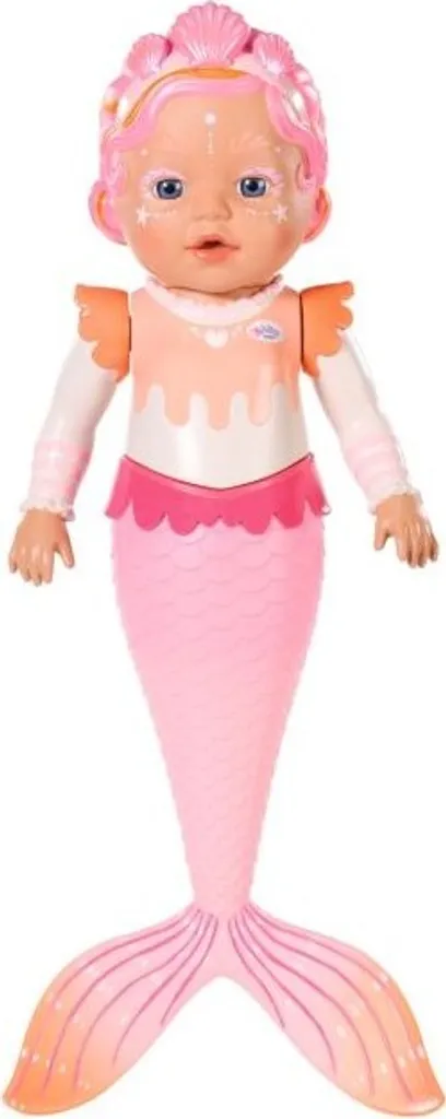 Bébé né Sirène 37cm aux Cheveux Colorés et Queue Scintillante