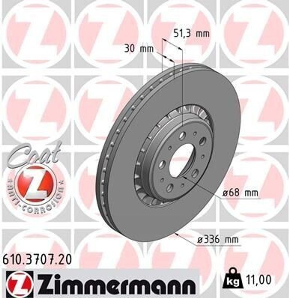 ZIMMERMANN 610.3707.20 - Bremsscheibe für XC90 I (275)