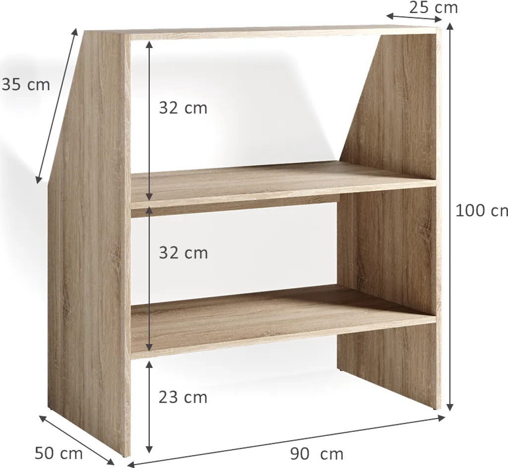 Bibliothèque pour combles Vicco Sonoma 90x100 cm gain de place mur