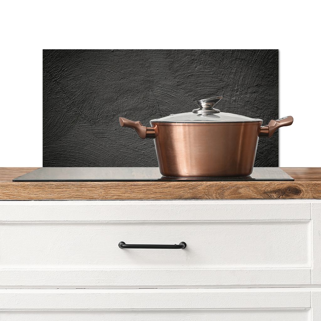 KitchenYeah Spritzschutz Küche - Küchenrückwand - Wandschutz für Herd und Spüle - Konkreter Druck - Industriell - Schwarz 60x30 - Alu-Dibond...