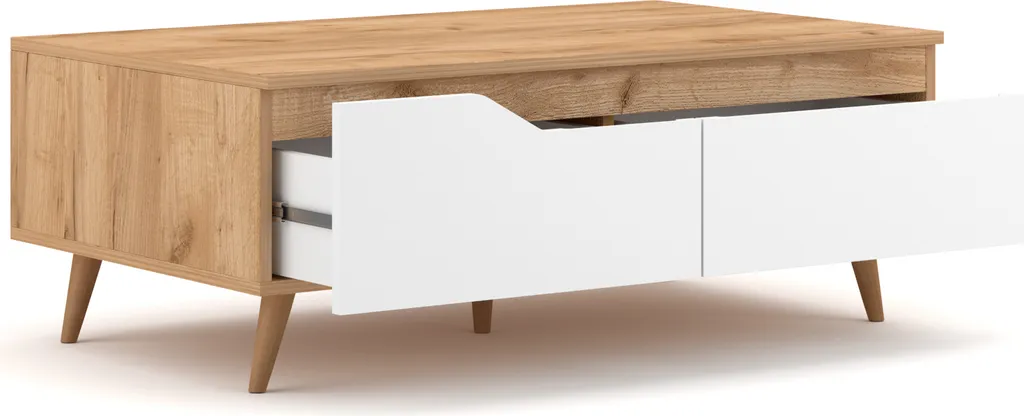 Table Basse de Salon avec Tiroirs Style Scandinave 100cm Modèle Tree - 4