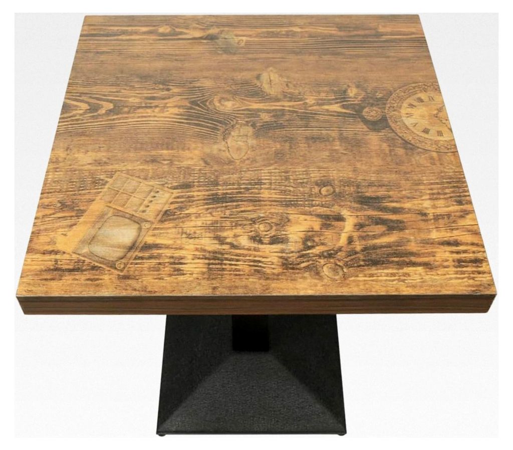 Bistrotisch aus massivem Akazienholz mit schwarzem Metallgestell | Esstisch für Küche, Café und Essbereich (60 x 60 x 75 cm)