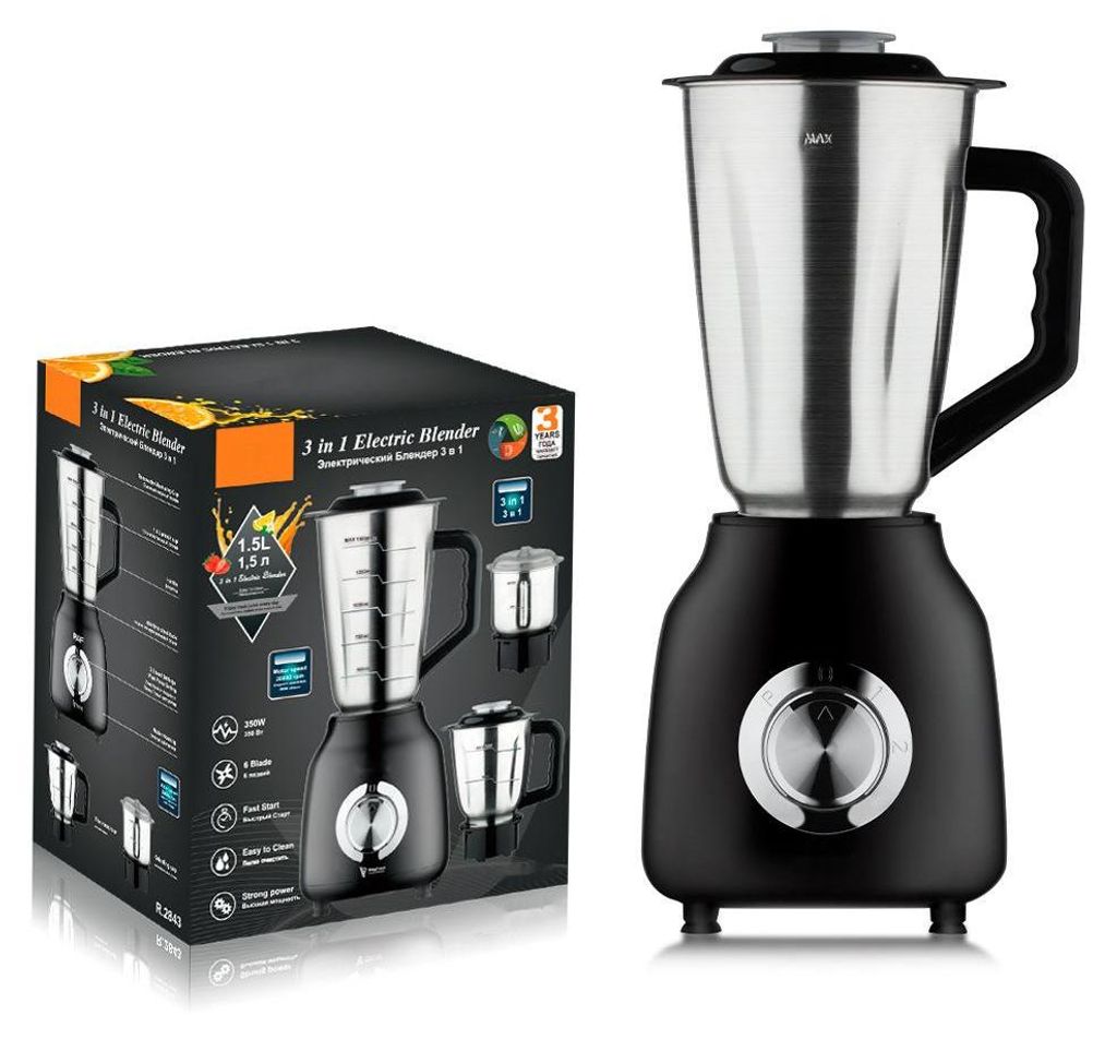 Zimilo Hausgebrauch Entsafter Mixer aus Edelstahl, 1,5L Multifunktion Smoothie Maker, 350W, Standmixer, Babynahrung, Zerkleinerer