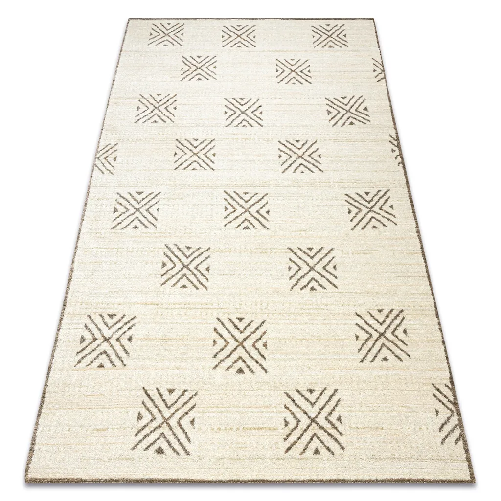 Tapis Géométrique PURE à Motifs Carrés en Relief Beige 240x330 cm
