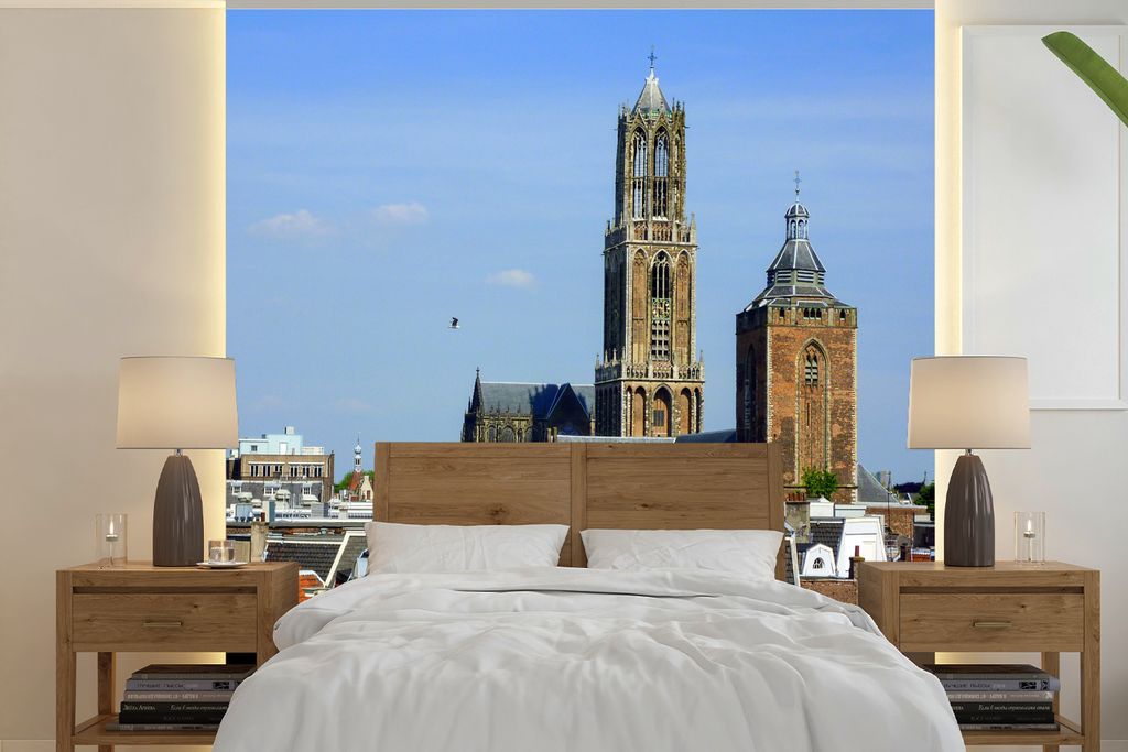 MuchoWow Fototapete für Wohnzimmer oder Schlafzimmer Wandtapete Vinyl Motivtapete Stadt - Utrecht - Domturm - 300x300 cm - Wanddekoration